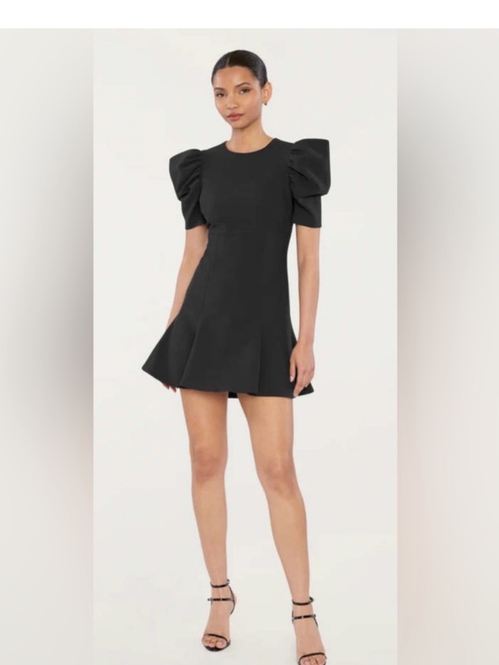LIKELY 0 Black Alia Puff-Sleeve Fit & Flare Dress Crepe